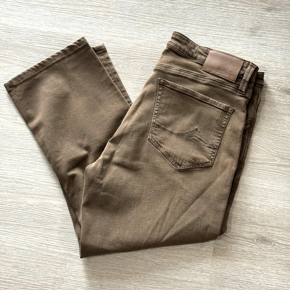 34 Heritage Brown Charisma Relaxed Fit Straight Leg Pants Men's Size 35x26